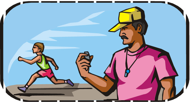 Cartoon image of coach and runner